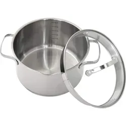 DESKI Edelstahl Kochtopf Set 6-tlg. mit Ausgießtülle - Hochwertiges 6-teiliges Kochtopfset aus Edelstahl, geeignet für alle Herdarten, inklusive Induktion. Mit praktischer Ausgießtülle und Glasdeckeln für sicheres Abschütten und optimale Wärmeverteilung.