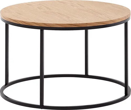 Couchtisch 70x70x45 cm Sofatisch Holz / Metall Wohnzimmertisch Eiche | Design Stubentisch Modern Rund | Holztisch Kaffeetisch | Tisch Wohnzimmer