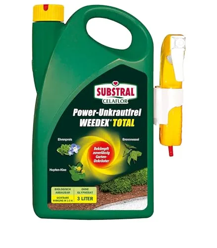 Substral Celaflor Power Unkrautfrei Weedex Total, 3L Sprühkanister - Dünger - Effektiver Unkrautvernichter mit Expresswirkung, kinder- und haustierfreundlich, biologisch abbaubar und ohne Glyphosat.