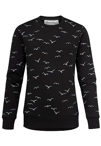 REPUBLIX Damen Kapuzenpullover Sweatjacke Pullover Hoodie Sweatshirt RD-017 Schwarz L