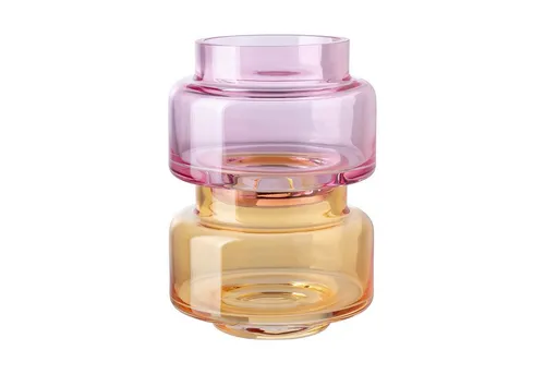 Fink Studio Teelichthalter NICE ONE 2er Set Teelichthalter - orange-rose - Glas - H.7cm x Ø 9,5cm (1x Teelichthalter, 1 St., Teelichthalterung - Kerzenhalter für Teelichter - Teelichtständer), Kerzenhalter & Teelichtständer für stimmungsvolles Licht