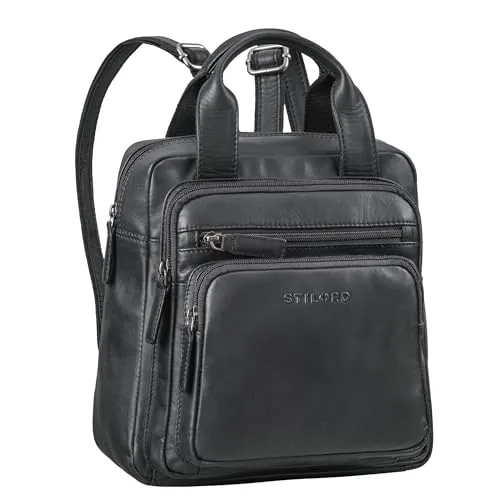 STILORD 'Maple' Kleiner Rucksack Damen Leder Tagesrucksack Mini Rucksack-Tasche Vintage Damen-Rucksack Klein Cityrucksack Lederrucksack Damen Echtleder Backpack Daypack, Farbe:schwarz