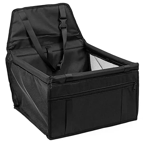 Newaner Hunde Autositz, Hundesitz Auto mit Sicherheitsgurt, 40×34×25cm | mit Atmungsaktiver Faltbarer, für Kleine Hunde, Hundeautositz für Rückbank faltbar