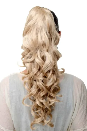 Zopf Pferdeschwanz dezent edel gelockt Lichtblond sehr lang ca. 50 cm SA09-202