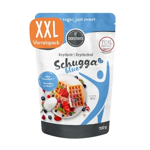 BORCHERS Erythrit, Kristalline Streusüße 700g, Tafelsüße, Schugga blue, weniger süß, kalorienfrei & zuckerfrei, Zuckerersatz, Süßungsmittel, Zuckeralternative, XXL Vorteilspack