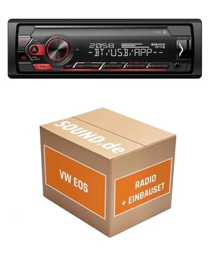 Autoradio Einbaupaket für Pioneer MVH-S320BT kompatibel mit VW EOS Multifunktionslenkrad | Bluetooth USB
