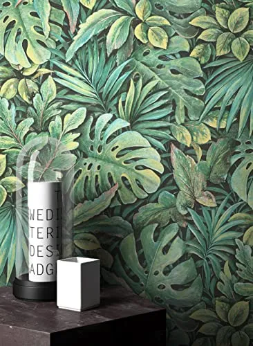 Newroom Vliestapete - Tropische Dschungel Tapete in Grün - Botanische Tapete für ein exotisches Flair, bringt Dschungel-Feeling in Ihr Zuhause und sorgt für eine entspannende Wohlfühlatmosphäre.