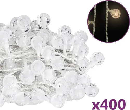 vidaXL Lichterkette Kugeln 40 m 400 LED Warmweiß 8 Funktionen