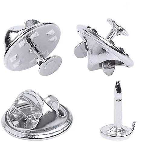 Pin Backs,50 Paare Schmetterling Kupplung mit Blanko Pins für DIY Schmuck Machen,Silbern