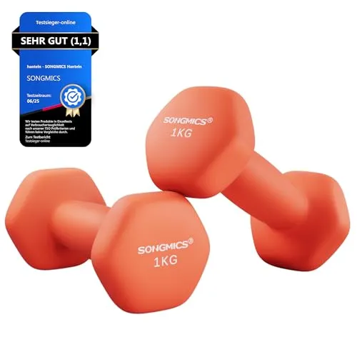 SONGMICS Hanteln, 2 x 1 kg, Hexagon Kurzhanteln, Neopren-Beschichtung