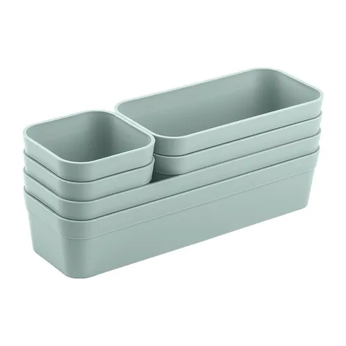 ENGELLAND Schubladen-Organizer Set Aufbewahrungs-Box Verstellbar Pastellgrün