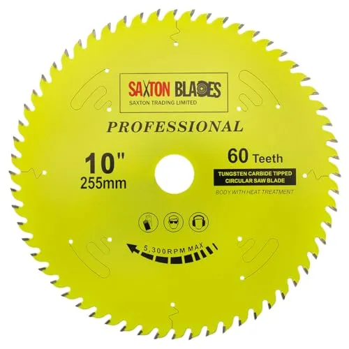 TCT25560TPRO Saxton Professional Range TCT Kreissägeblatt mit 255 mm x 60 T x 30 mm Bohrung, 16, 20, 25, 25,4 mm Reduktionsringe kompatibel mit Evolution Bosch Makita Dewalt usw
