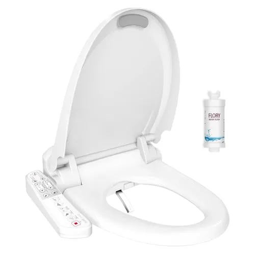 Elektronisches Bidet, 600X, Advanced Version, Sofortige Erwärmung Intelligenter Smart Bidet Toilettensitz, Edelstahldüse, Nachtlicht, Selbstreinigung wc bidet, mit Wasserfilter(600X)