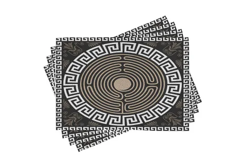 Abakuhaus Platzset Waschbare Stoff Esszimmer Küche Tischdekorations Digitaldruck, (4-teilig, 4-St., Set aus 4x), Mäander Griechische Fret und Welle