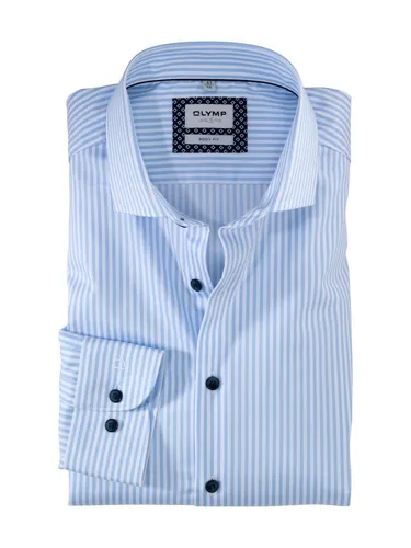 OLYMP Langarmhemd - Level Five - Elegantes Businesshemd mit Römerstreifen aus leichtem Baumwoll-Twill, in pflegeleichter Comfort-Stretch-Qualität und körpernaher Body-Fit-Passform. Ideal für den modernen Office-Alltag.