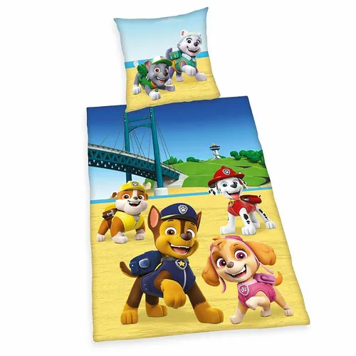 Paw Patrol Bettwäsche 80x80 + 135x200 cm - Hochwertige Wendebettwäsche aus 100% Baumwolle mit lizensiertem Paw Patrol Design, atmungsaktiv und schadstoffgeprüft nach OEKO-TEX®. Ideal für kleine Abenteurer und ein echter Hingucker im Schlafzimmer.