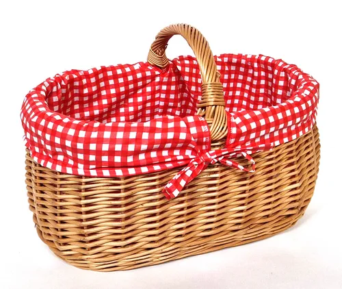 Einkaufskorb Autokorb Pilzkorb aus Weide 44 x 30 cm mit Textileinlage R1