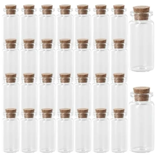 Nivofu 30 Stück Mini Glasfläschchen mit Korken, Glasflaschen mit Korken 10ml, Mini Fläschchen Glas mit Korken, Mini Glasfläschchen zum Befüllen, für Hochzeitsgeschenke, Partys, Gewürze & Marmelade