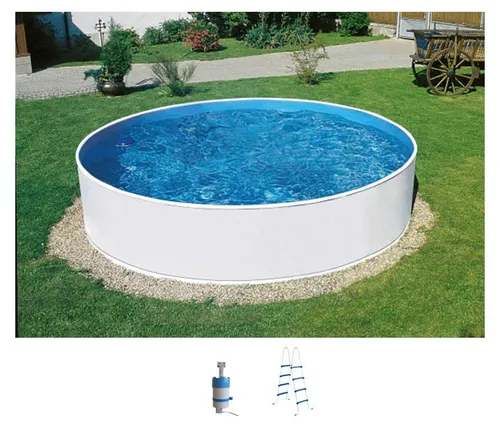 my POOL BWT Rundpool Set Ø 460 cm – Badespaß für die ganze Familie - Genießen Sie den Sommer mit dem my POOL BWT Rundpool Set! Der stabile Stahlwandpool mit 0,35 mm PVC-Innenfolie bietet sicheren Badespaß. Inklusive Sicherheitsleiter und Kartuschenfilter für einfache Nutzung.