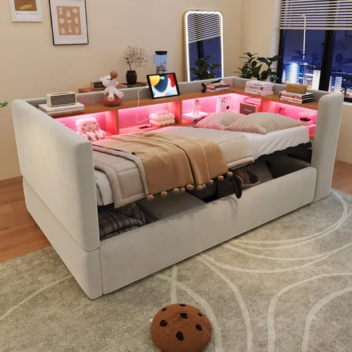 MODFU Daybett 90x190 mit RGB-LED und Stauraum