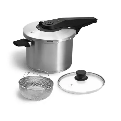 SPRINGLANE Edelstahl Schnellkochtopf 6,0 L mit Dampfgarer