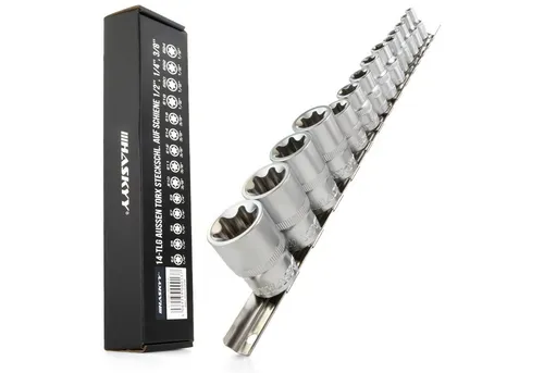 HASKYY Torxschlüssel Außen Torx Steckschlüssel Satz E4-E24 Stecknüsse