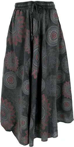 GURU SHOP Langer Boho Rock - Anthrazit - Baumwoll-Maxirock mit elastischem Bund, luftig und angenehm zu tragen, ideal für den lässigen Boho-Look.