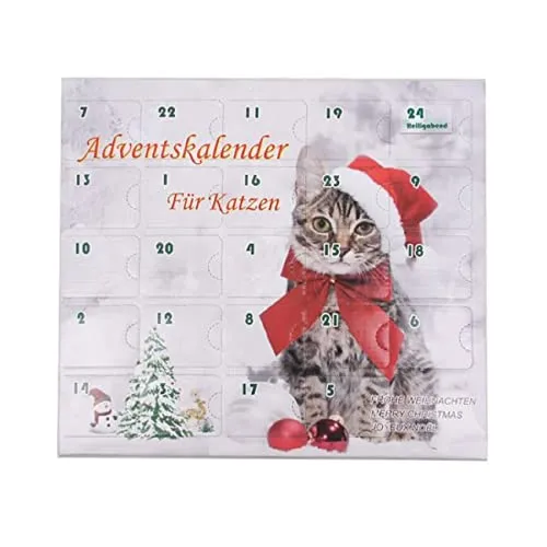 Adventskalender gefüllt mit Katzenspielzeug - Leckereien für Katzen - 24 Türchen mit hochwertigen Katzenspielzeugen, ideal für eine abwechslungsreiche Adventszeit ohne verderbliche Snacks.
