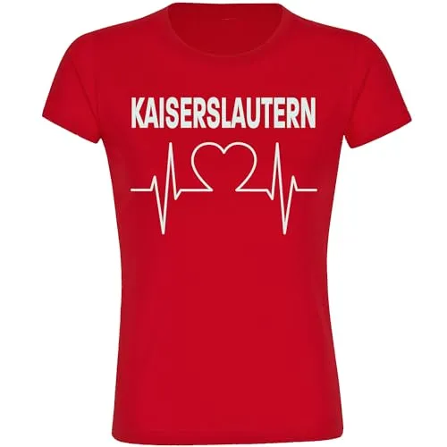 multifanshop Damen T-Shirt - Kaiserslautern - Herzschlag - Druck weiß - Frauen Größe M rot