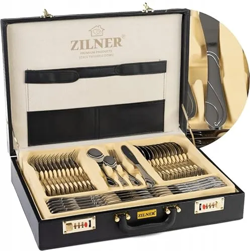 Besteck im Koffer, 72 Teile, 12 Personen, Edelstahl, Gabel, Löffel, Messer ZL6508