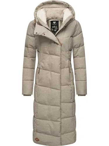 Ragwear Damen Pavla Long Wintermantel - Funktionsjacken: Modischer, warmer und wasserdichter Steppmantel mit Kapuze, ideal für kalte Tage und 100% vegan.