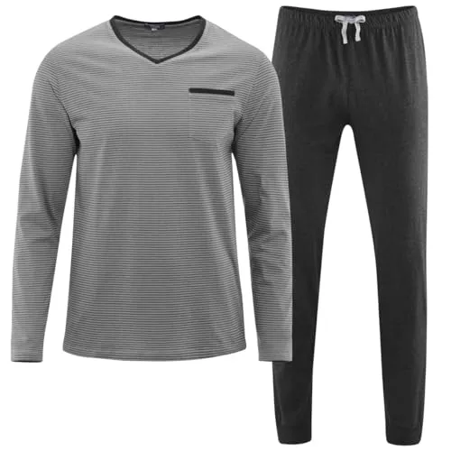 Living Crafts Colin Schlafanzug - Bequem und stilvoll aus 100% Bio-Baumwolle - Schlafanzug für Herren aus 100% Bio-Baumwolle, mit locker geschnittener Hose und leichtem Top für optimalen Komfort und Bewegungsfreiheit.