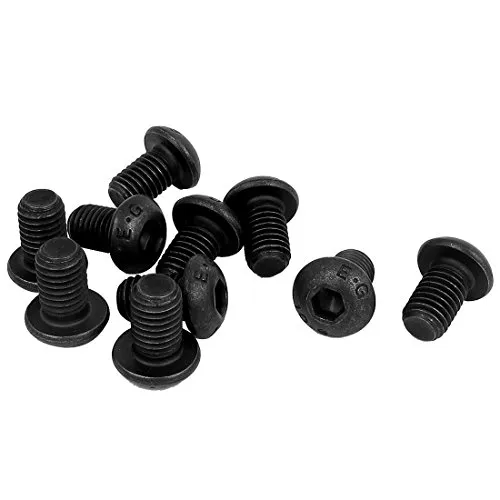 sourcing map 10PCS M10 x 16mm Legierter Stahl Hex Sockel Knopfkopf Maschinenschrauben Schwarz