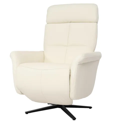 MCW Relaxsessel Weiß Leder 76x110x153 cm - Eleganter Polstersessel mit 360° Drehfunktion, synchron verstellbarer Rücken- und Fußlehne für maximalen Komfort. Ideal für entspannte Stunden im Wohnzimmer.