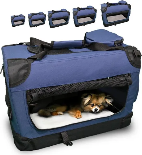 Defactoshop Faltbare Tiertransportbox für Hunde und Katzen - Praktische 60 cm x 42 cm x 42 cm große Transporttasche mit Tragegriff und Streichelklappe, ideal für Reisen mit Haustieren.