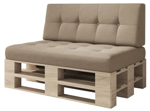 sunnypillow Palettenkissen Kaltschaum 2er Set Sand - Gartenmöbel-Kissen, bequem und langlebig, verwandeln Europaletten in gemütliche Sitzmöbel. Aus wasserabweisendem Polyester mit hochwertigem Kaltschaum für höchsten Komfort.