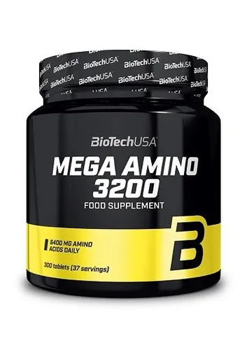 BioTech USA Mega Amino 300 Tabletten - Protein Shakes & Muskelaufbau - Hochwertige Aminosäuren für effektiven Muskelzuwachs und optimale Regeneration vor und nach dem Training.