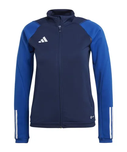 adidas Performance Sweatjacke blau 164 EU - Trainingsjacke aus 100% Polyester, ideal für sportliche Aktivitäten und bequem im Tragen, Farbe: dunkelblau, mit Stehkragen und Langarm.