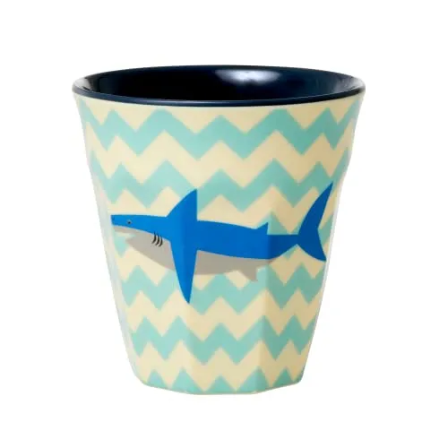 Rice by Rice Melamine Cup With Shark Print Medium 250 Ml Trinkbecher für Kinder