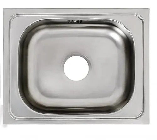 Design Edelstahl Einbauspüle (40 x 50 cm 1 Becken) Spülbecken Spüle mit Überlauf inkl.Syphon Set