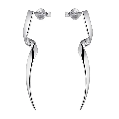 MATERIA Spirale Ohrringe Silber 925 von Matthias Wagner - Lange Ohrstecker Damen - Ohrringe für Damen im geschwungenen Design, aus 925 Sterling Silber, rhodiniert und anlaufgeschützt. Ideal für besondere Anlässe, geliefert in eleganter Schmuckbox.