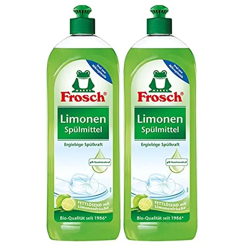 Frosch Spülmittel Bio-Qualität, Limonen - 5 Liter - Geschirrspülmittel in Bio-Qualität, kraftvoll gegen Fett mit frischem Limonenduft. Nachhaltig, biologisch abbaubar und dermatologisch getestet für eine schonende Reinigung.