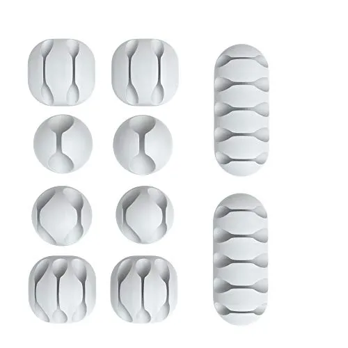 EAZY CASE 10x Kabelclips zur Kabelbefestigung, Verschiedene Größen, elastisch & selbstklebend I Kabel Befestigungsclips, Kabelhalter für Kabelmanagement, flexibel, Weiß
