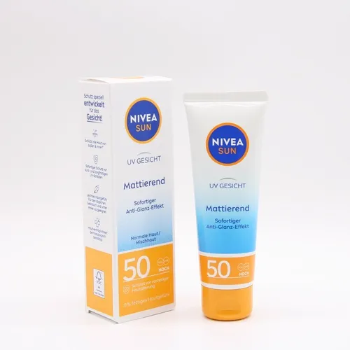 NIVEA SUN mattierende Sonnencreme, hoher Sonnenschutz LSF 50 (50ml)