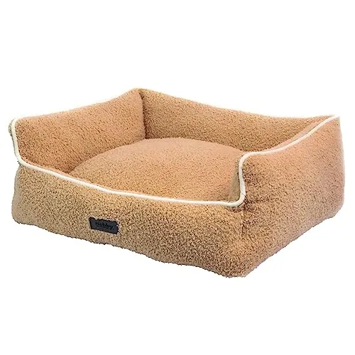 Nobby 61903 Komfortbett Cloudy beige 60 x 48 x 19 cm - Hundebett aus Softplüsch mit abnehmbarem Kissenbezug, rutschfest und waschbar bis 30°C – ideal für gemütliche Stunden Ihres Hundes.