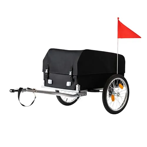 Relaxdays Klappbarer Fahrradanhänger für Lasten, 120 L, Schwarz