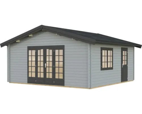 Gartenhaus Palmako Irene 27,7 m² - hellgrau-anthrazit - Geräumiges Gartenhaus mit Satteldach und robustem Holzmaterial. Ideal für vielseitige Nutzung im Garten, inklusive Fußboden für zusätzlichen Komfort.