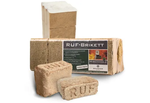 holz4home® Holzbriketts RUF Briketts Mischholz Kaminbriketts Gepresst Ofenbriketts, 10 kg