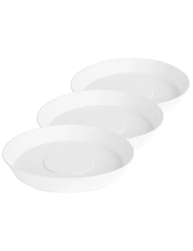 Garronda Untersetzer Blumentopf aus Kunststoff 1 Stück oder 3er Pack Plastik Pflanztopf Pflanzen Untersetzer rund für Pflanztöpfe Set GD-0023 (3 Stück Weiß, ⌀ 34cm H 5cm)