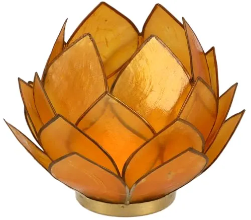 GURU SHOP Lotus Teelicht Muschel 14x10 cm - Goldgelb